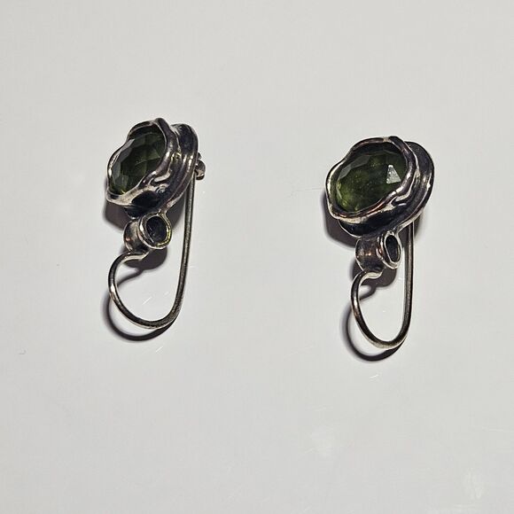 Hammered Sterling Silver Silpada Green Quartz Drop Earrings - Picture 7 of 9